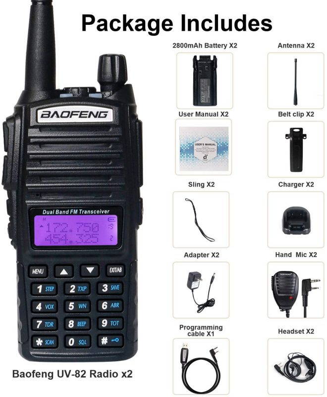 BaoFeng UV-82 BaoFeng Radio Ham Radio 2 Way Radio BaoFeng Walkie Talkies(2 Pack-Black)