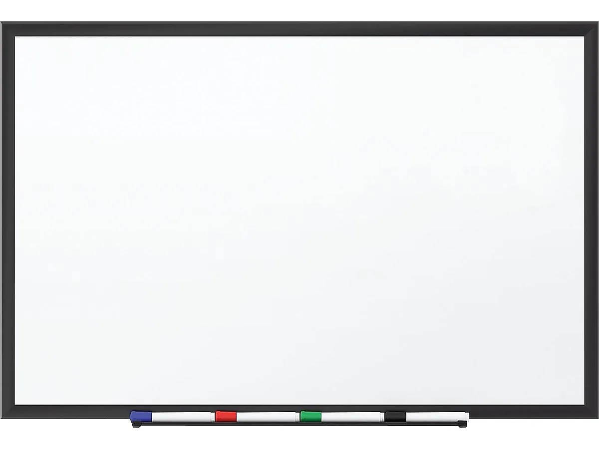 MyOfficeInnovations Standard Melamine Whiteboard Black Aluminum Frame 1.5'W x 2