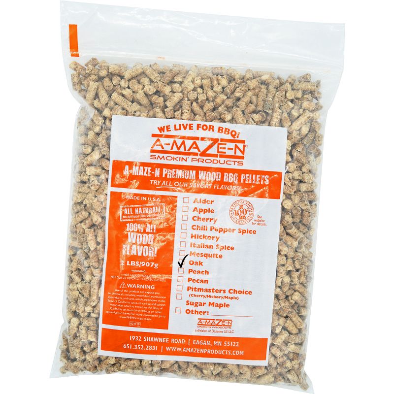 A-MAZE-N 2 lb. Premium Wood BBQ Pellets Amazen AMNP2-STD-0008 - Oak