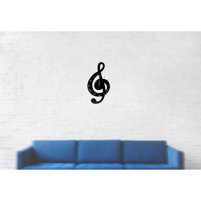 Treble Clef Wall Clock Black - Creative Motion Industries