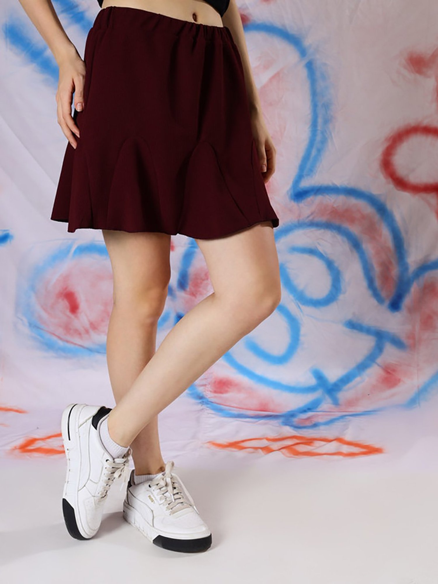 NEUDIS Wine Flared Skirt