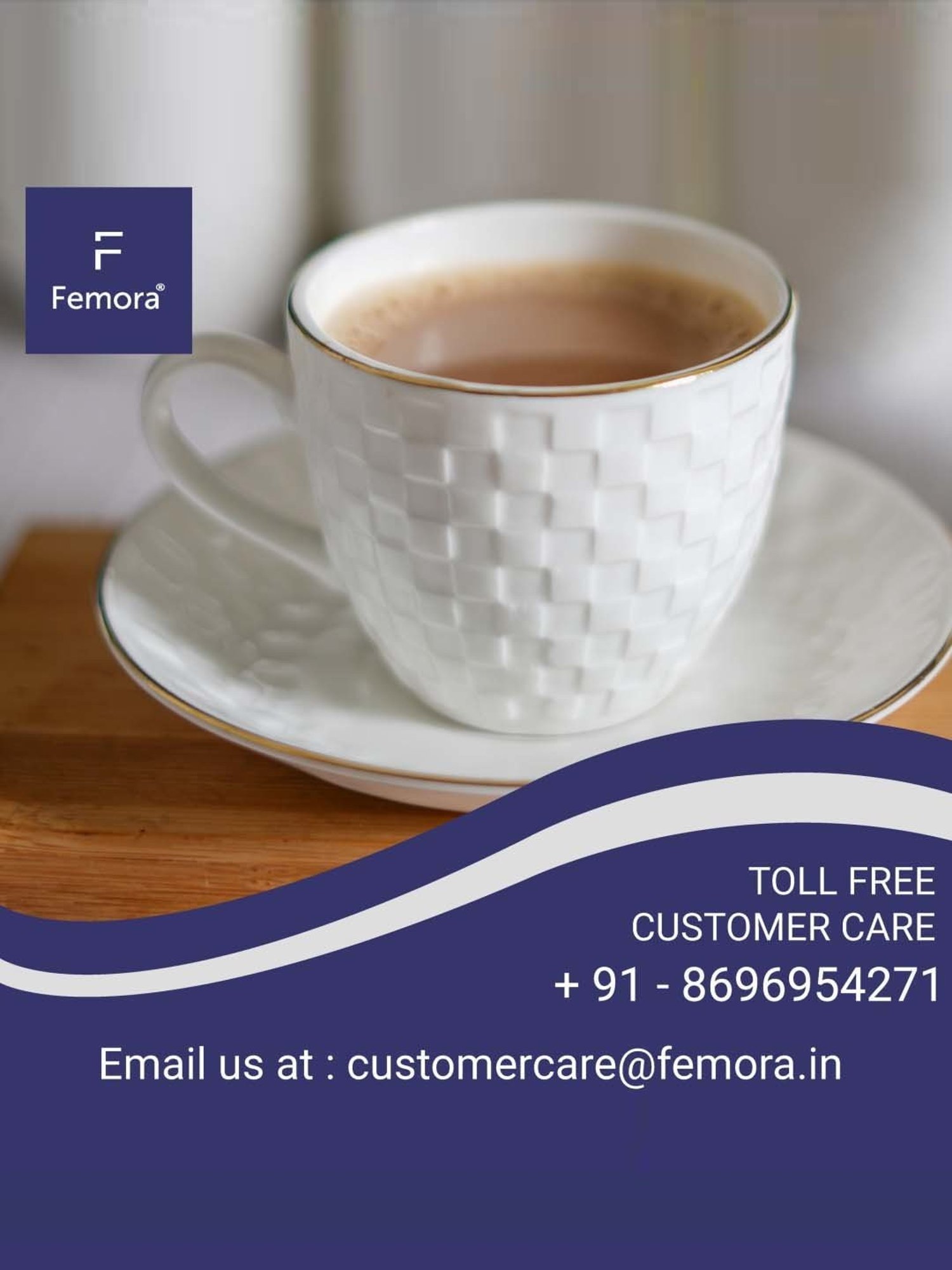 Femora White Ceramic 6-Piece Cup & 6-Piece Saucer Set