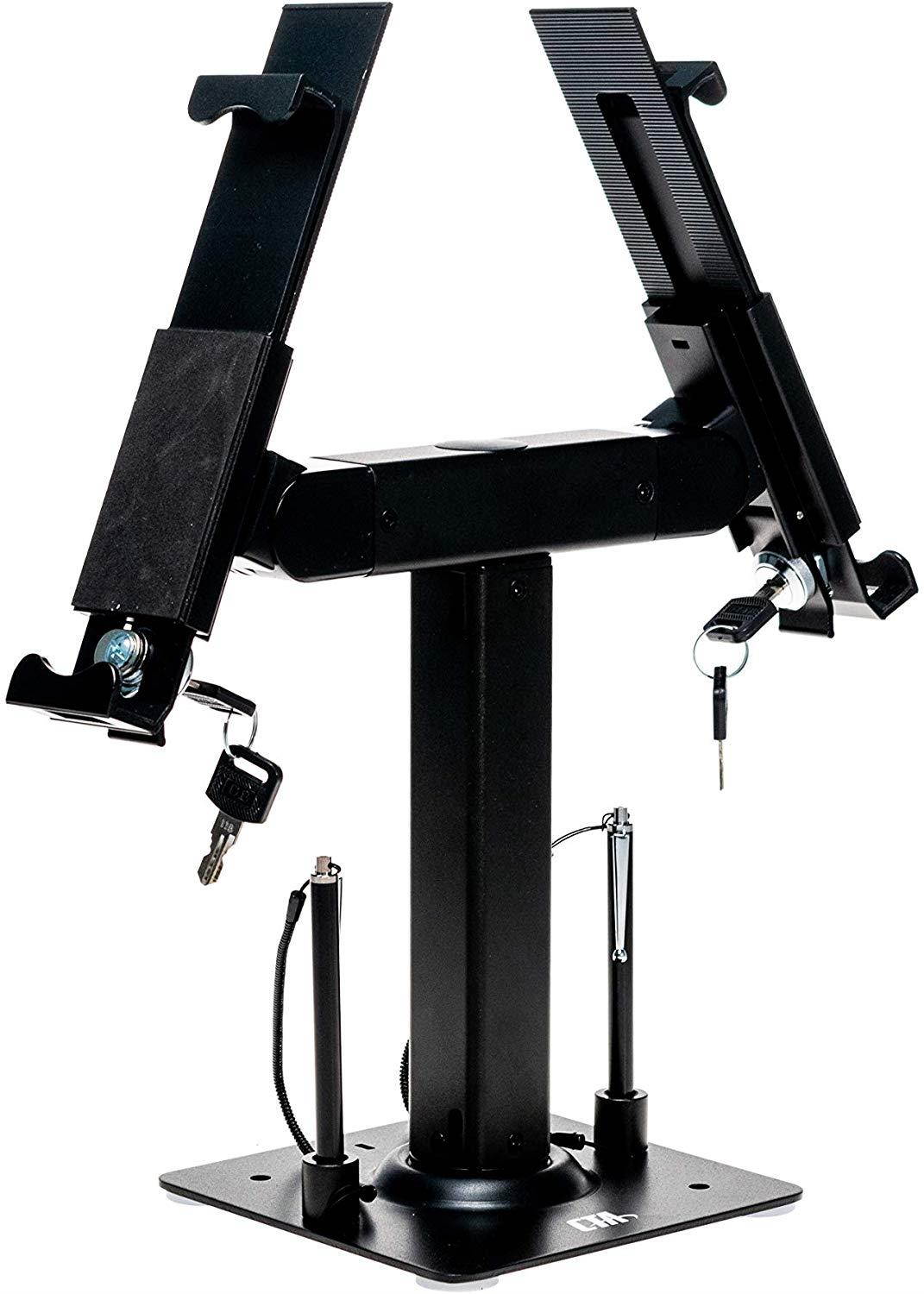 Tablet Stand, CTA Digital Security Kiosk Dual Stand for 7-14" Tablets/iPad 10.2-Inch (7th Gen.)/12.9-Inch iPad Pro/ 11-Inch iPad Pro/iPad 6, iPad Mini 5/iPad Air 3/Surface Pro 4 & More (Black)