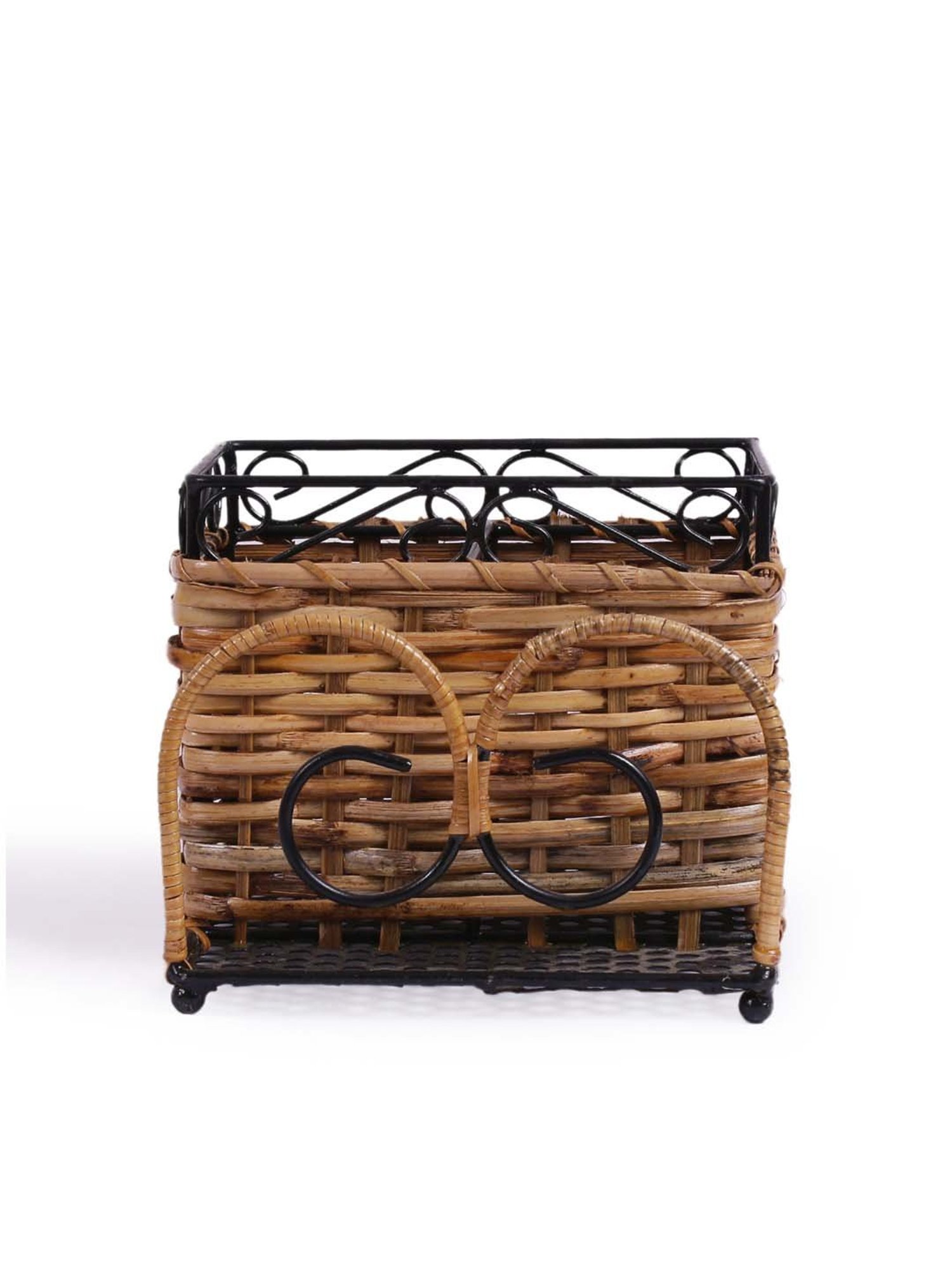 VarEesha Brown & Black Bamboo Multi-Purpose Basket - Set of 1