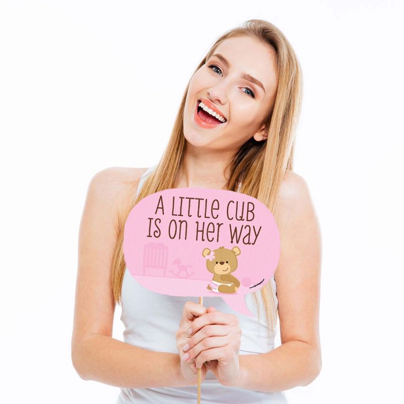 Big Dot of Happiness Hello Little One - Pink and Gold - Table Decorations - Girl Baby Shower Fold and Flare Centerpieces - 10 Count