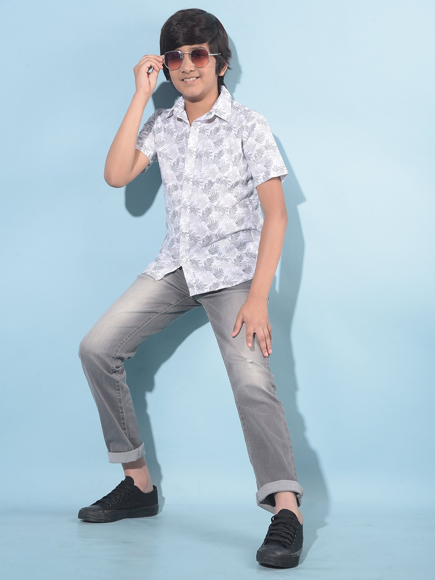 Crimsoune Club Kids White Printed Shirt