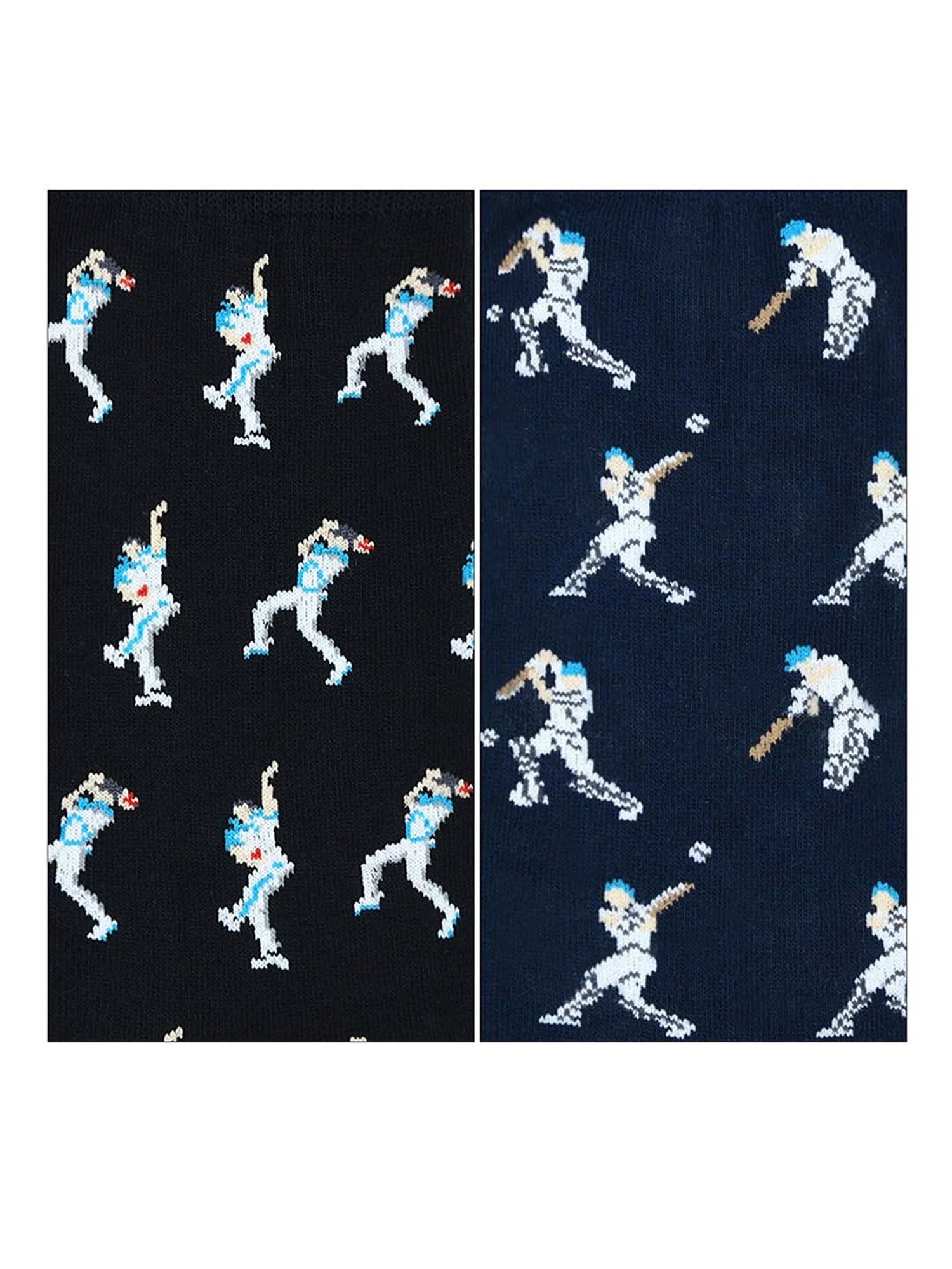 BALENZIA Black & Navy Printed Socks - Pack of 2