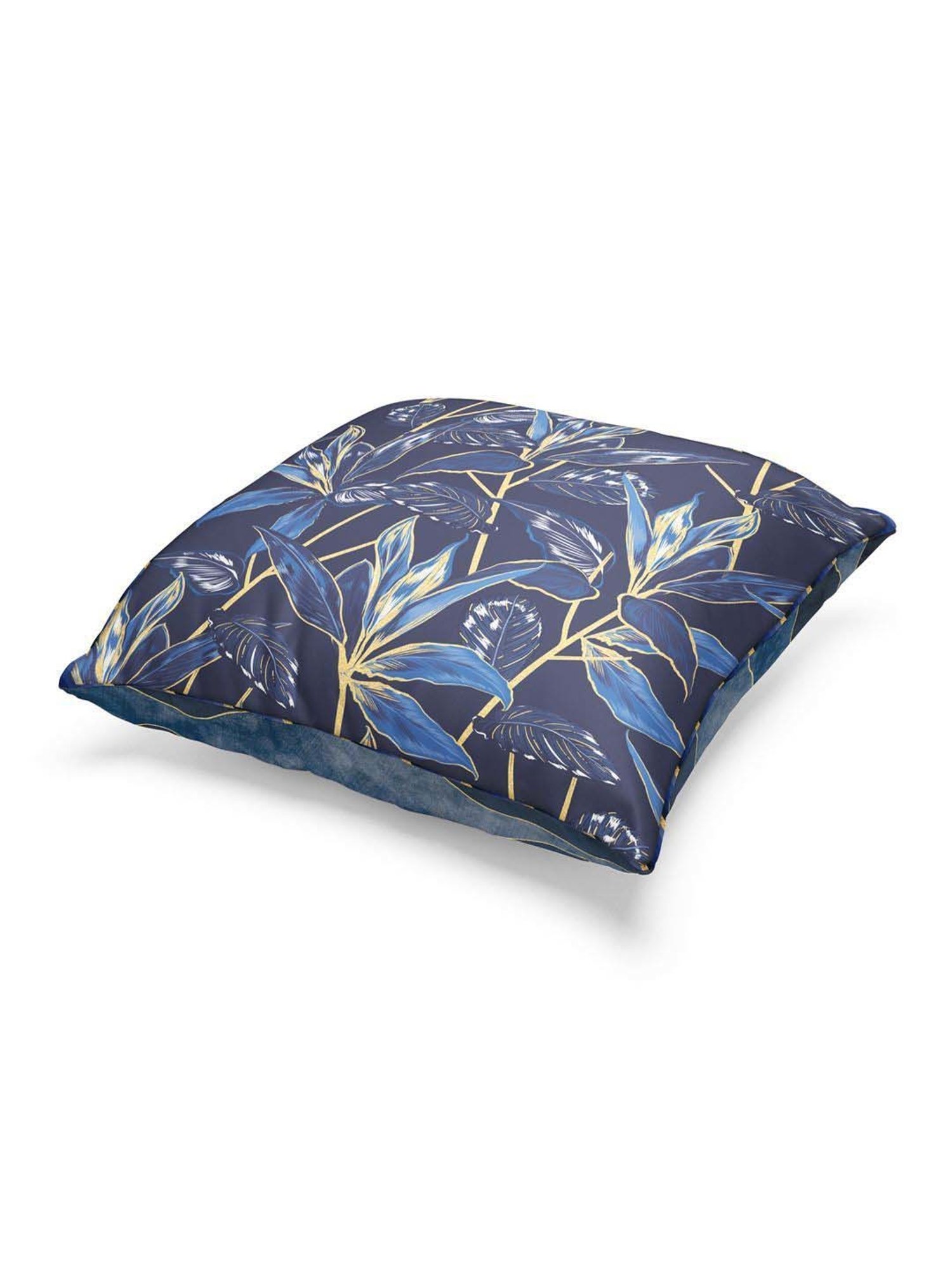 Bianca Suzane Navy & Gold Micro Fiber Reversible Printed Cushion Covers - Set of 3