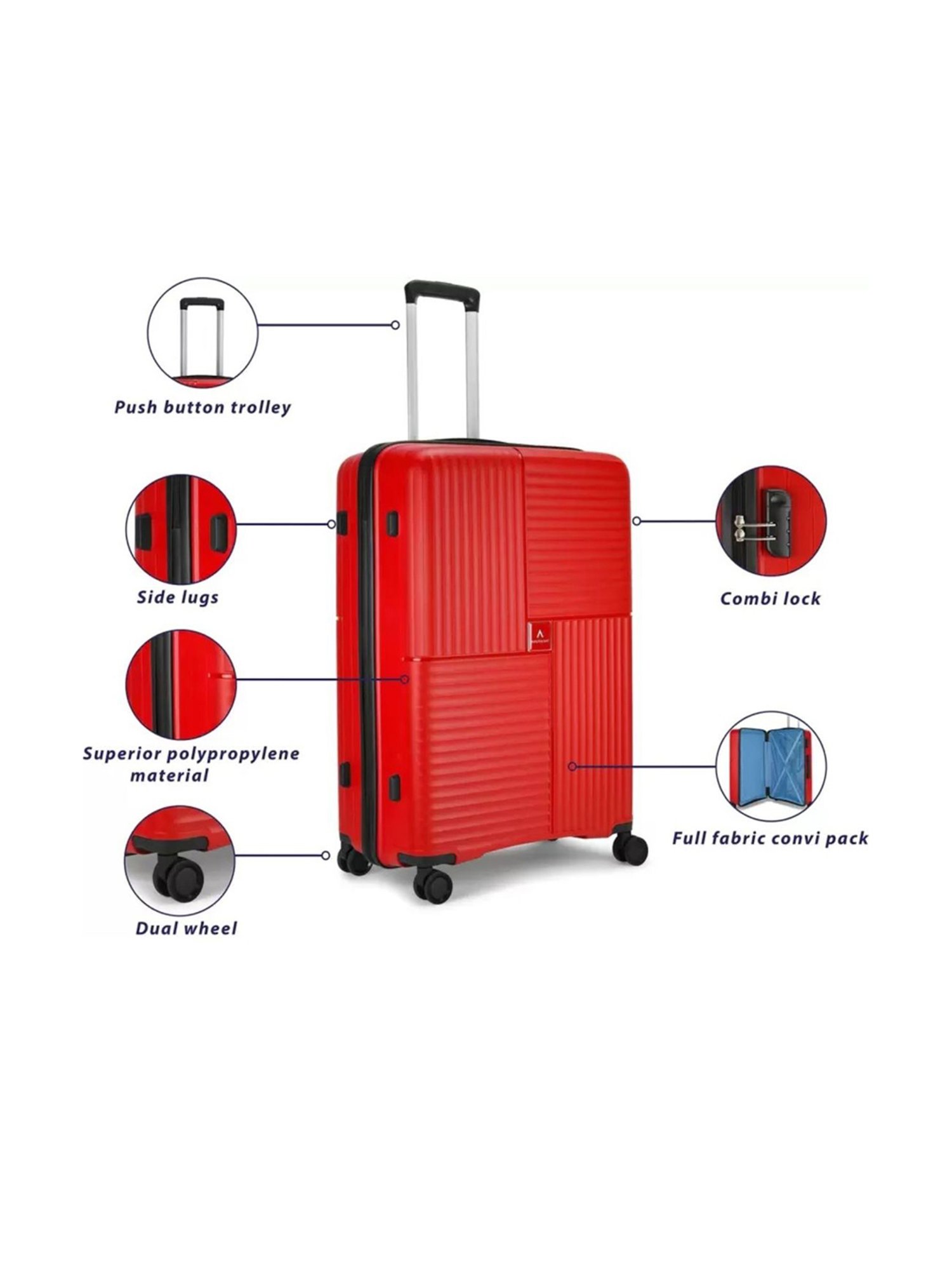 Aristocrat Alliance Red Textured Trolley Bag - Pack of 2