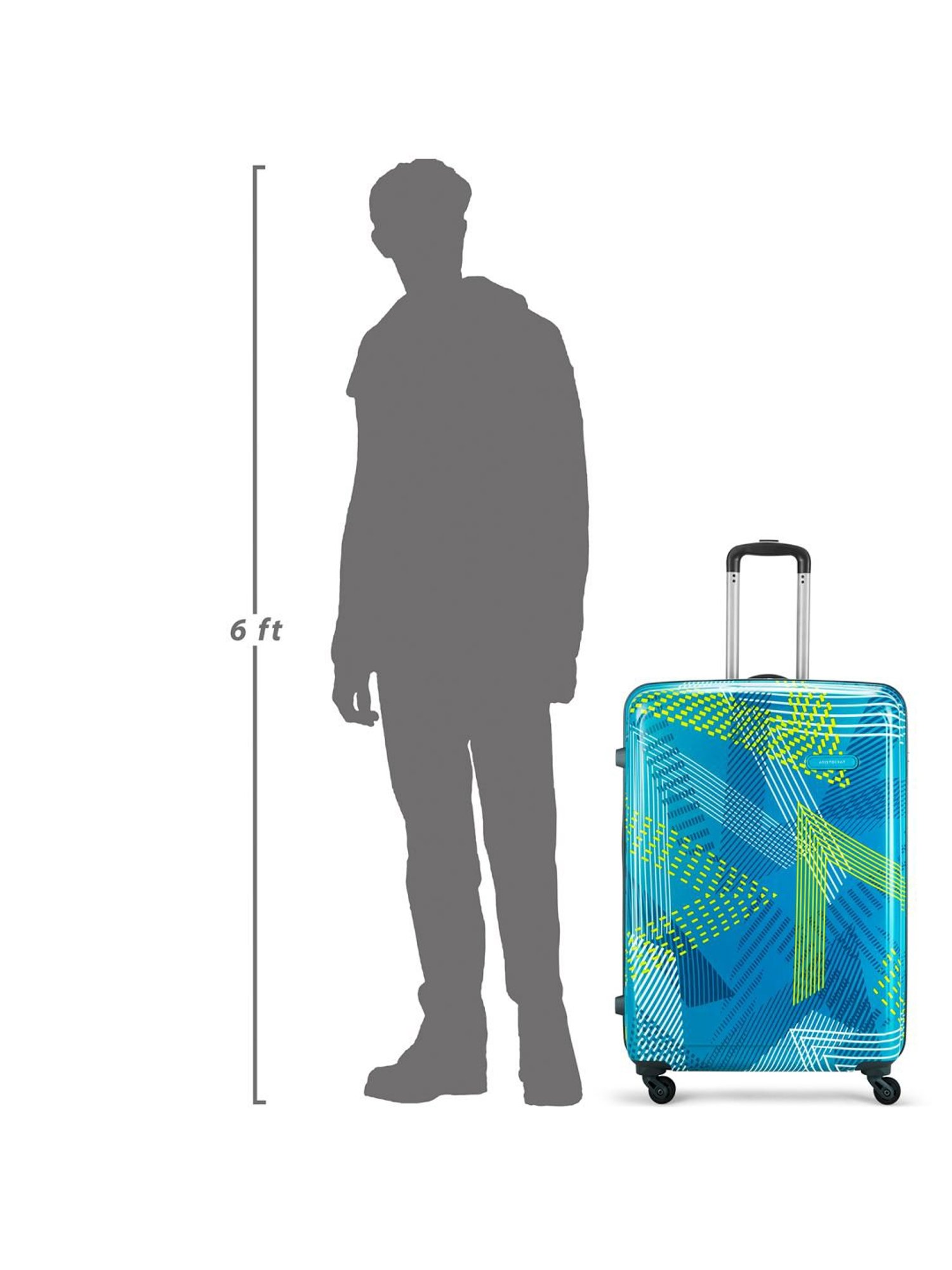 Aristocrat Dual Edge Blue Printed Hard Large Trolley Bag - 33 cm