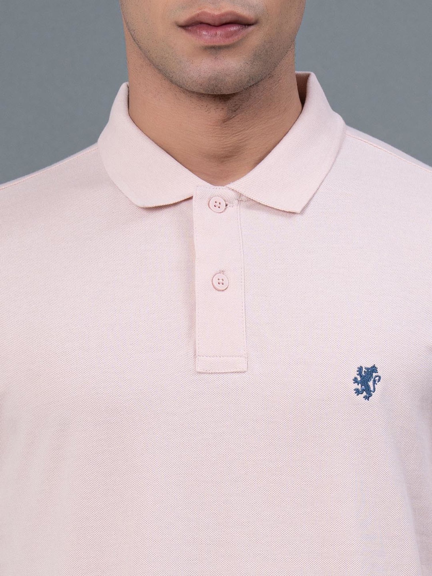 Red Tape Light Pink Regular Fit Cotton Polo T-Shirt