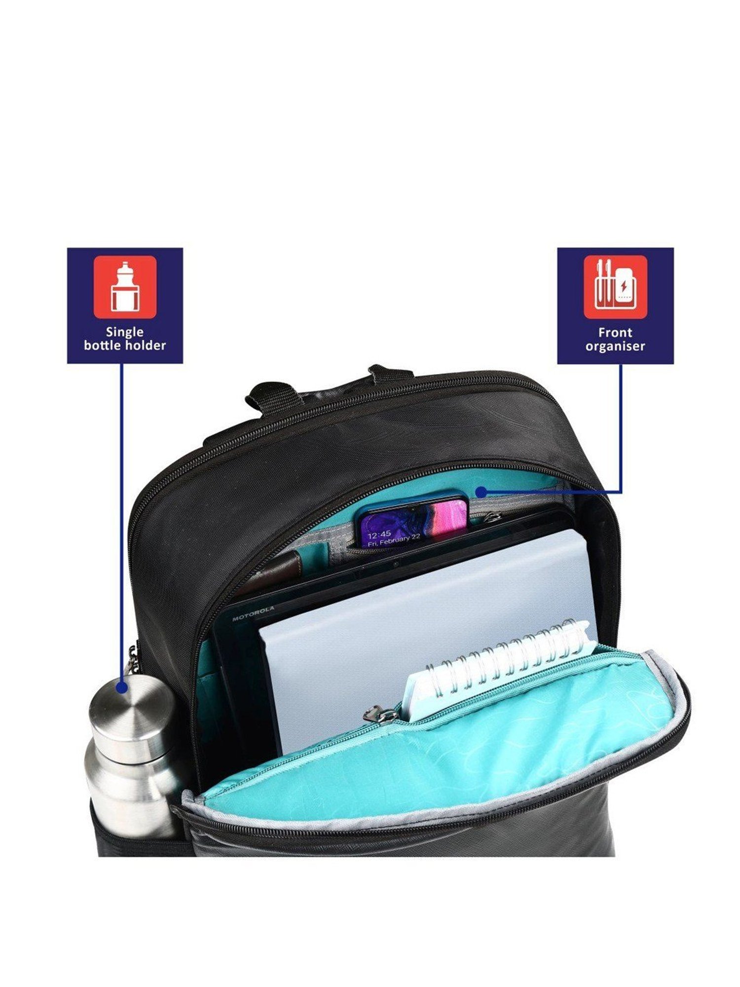 LAVIE SPORT Black Polyester Medium Laptop Backpack