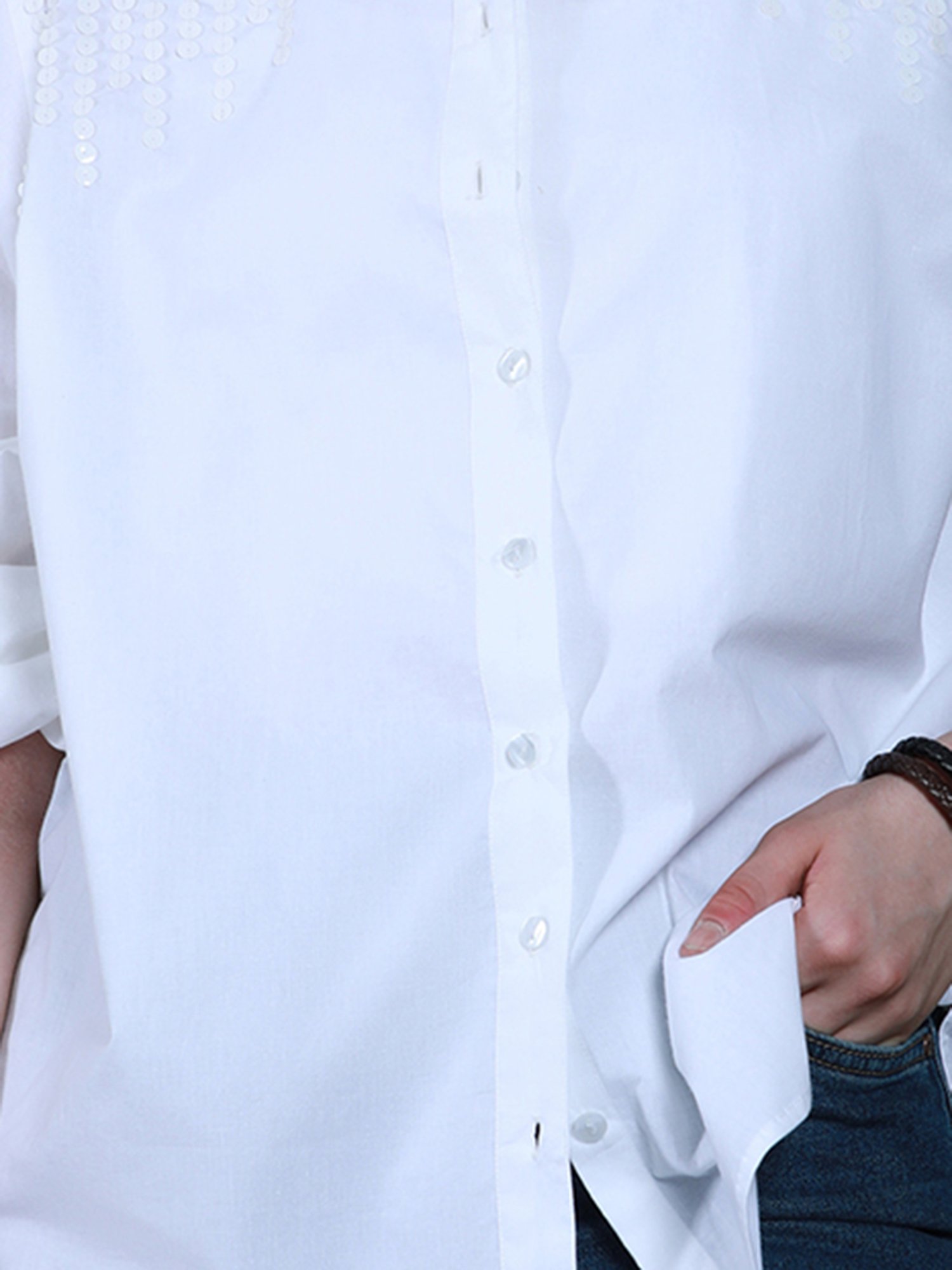 High Star White Cotton Shirt With Jeans