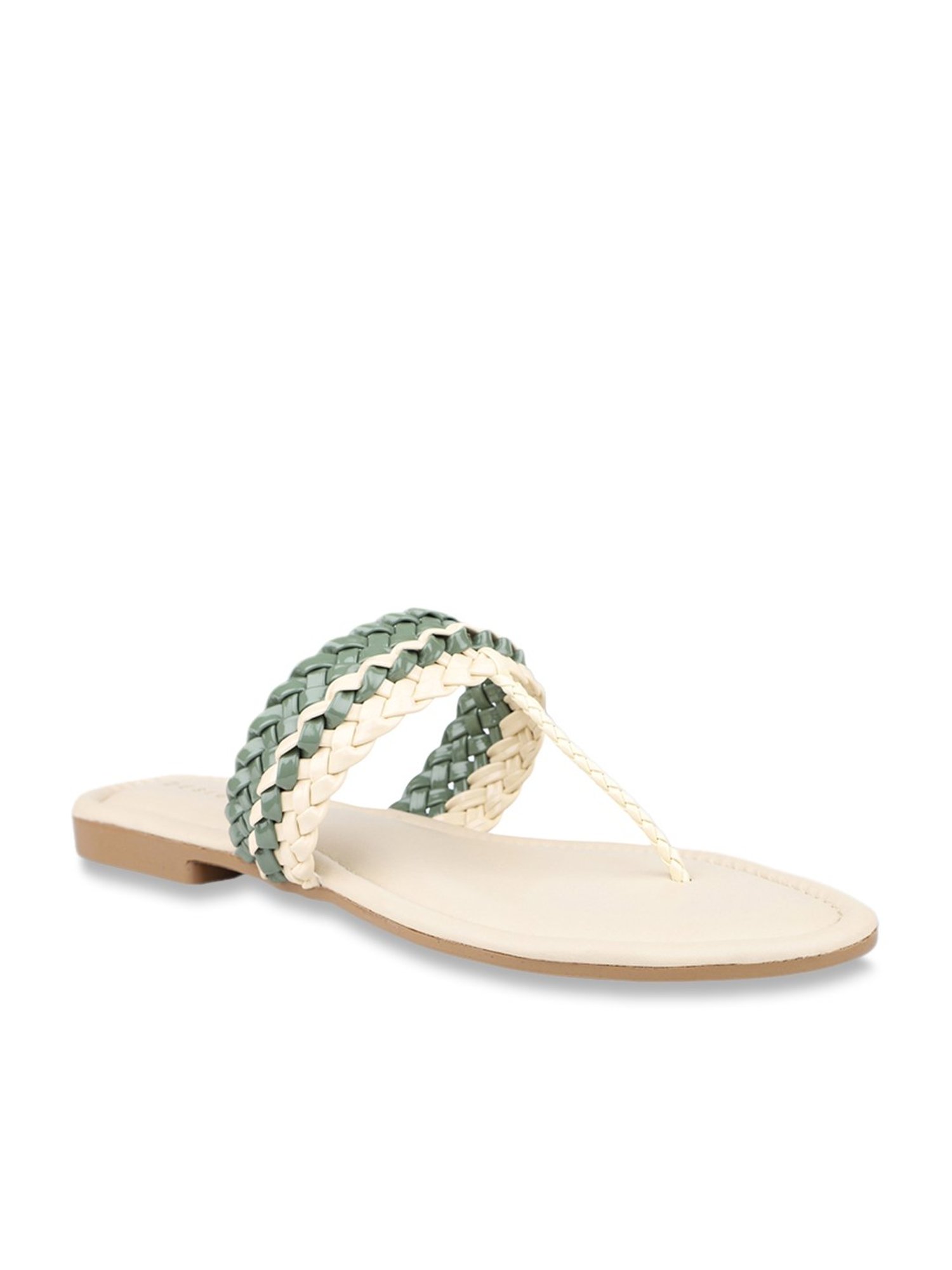 Design Crew Women's Beige T-Strap Sandals