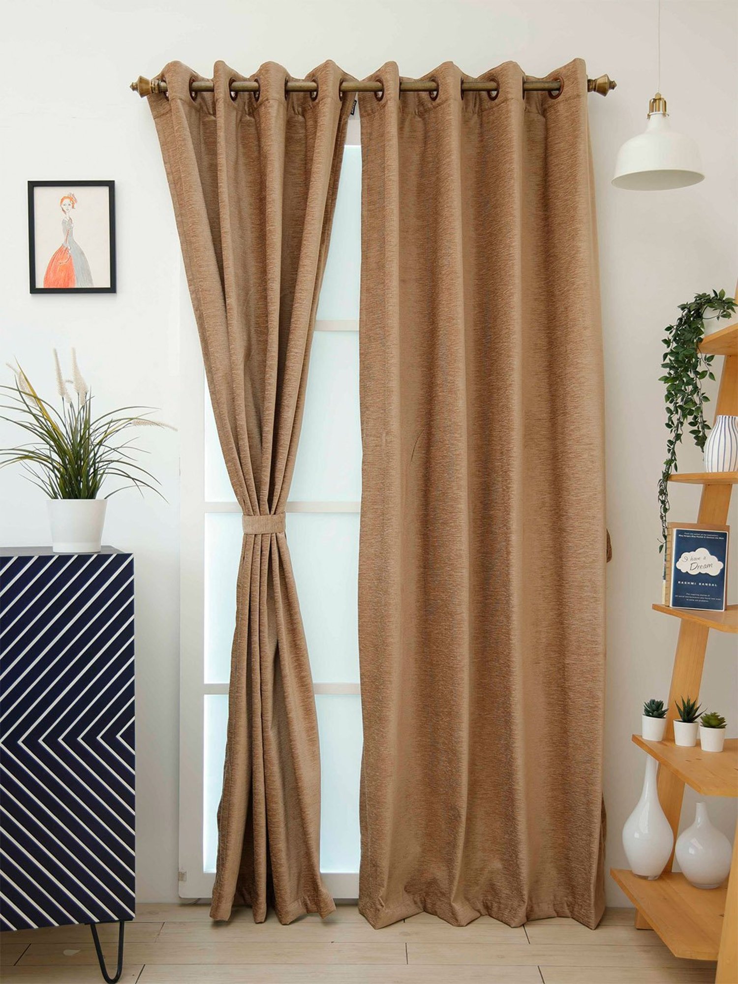 Ariana Beige Polyester 5 ft Window Curtain