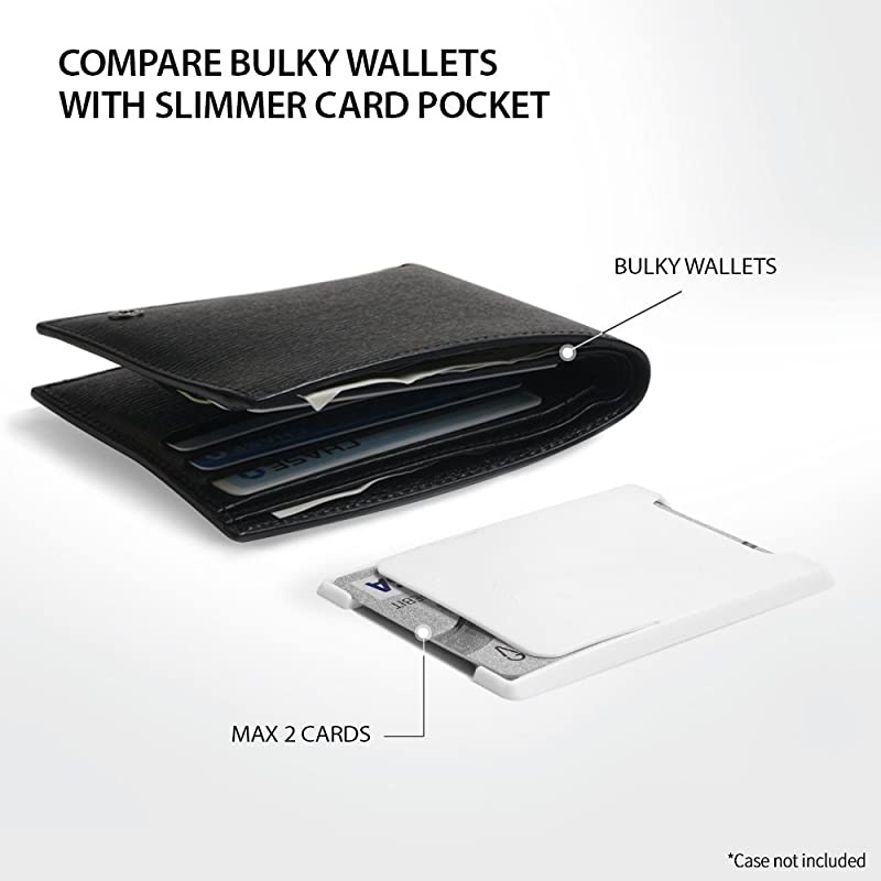 Slot Card Holder Designed for Smartphones, Adhesive Stick On Wallet Case Minimalist Slim Hard Premium Credit Card Cash Sleeve - Black