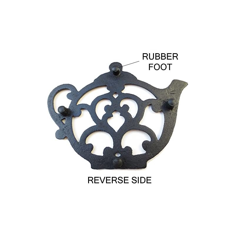 Trivet - Black Cast Iron - for Kitchen & Dining Table - More than One Makes a Set for Counter, Wall Art or Decoration Accessory - Gift for Tea Lovers & Housewarming Gifts - 8 by 6.1 In