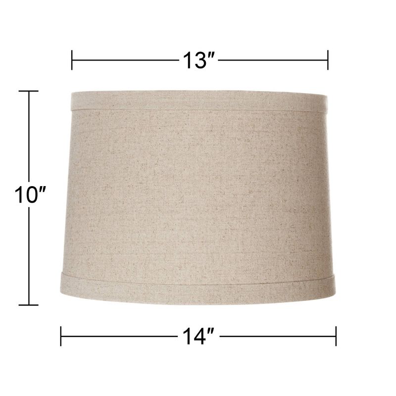 Springcrest Natural Linen Medium Drum Lamp Shade 13" Top x 14" Bottom x 10" High (Spider) Replacement with Harp and Finial