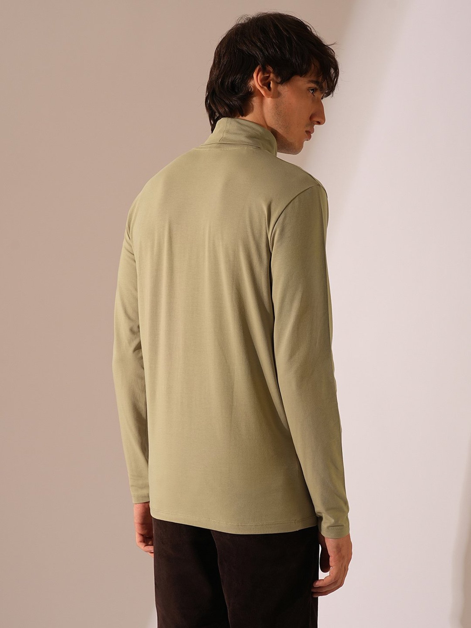 Selected Homme Beige Organic Cotton Slim High Neck
