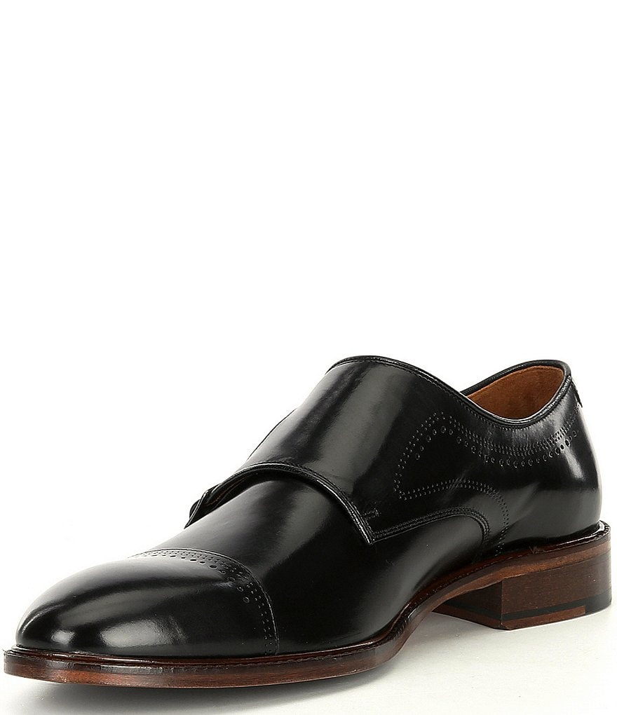 Johnston & Murphy Men's Sayer Cap Toe Double Buckle Monk Strap Dress Shoes