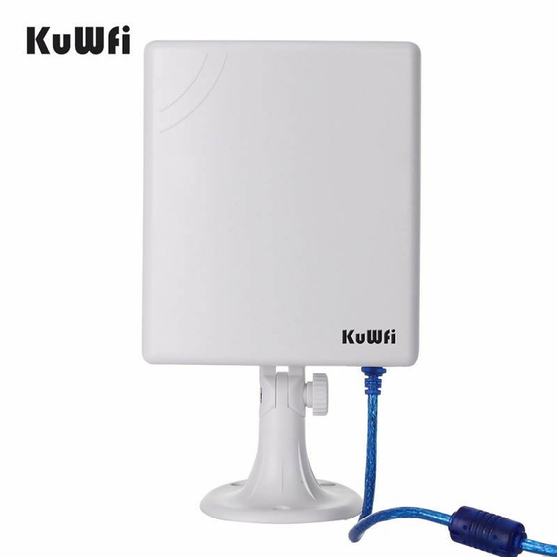 KuWFi Long Range Outdoor WiFi Netwok Adapter, High Gain 14dBi Antenna 5M Cable Wireless USB Adapter stable signal from outdoor