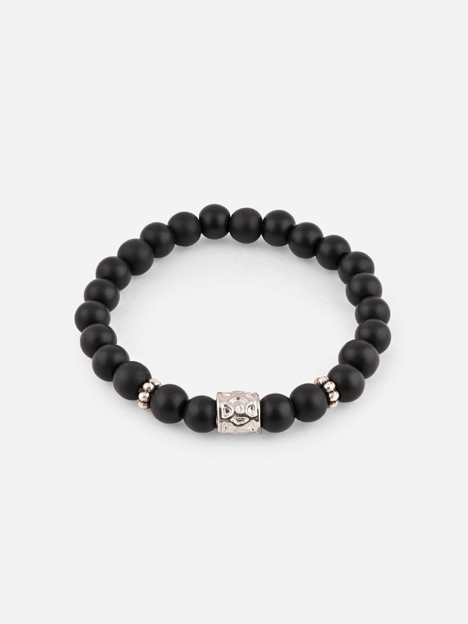 The Bro Code Set of 3 Black Beaded Metal and Skull Bracelet for Men