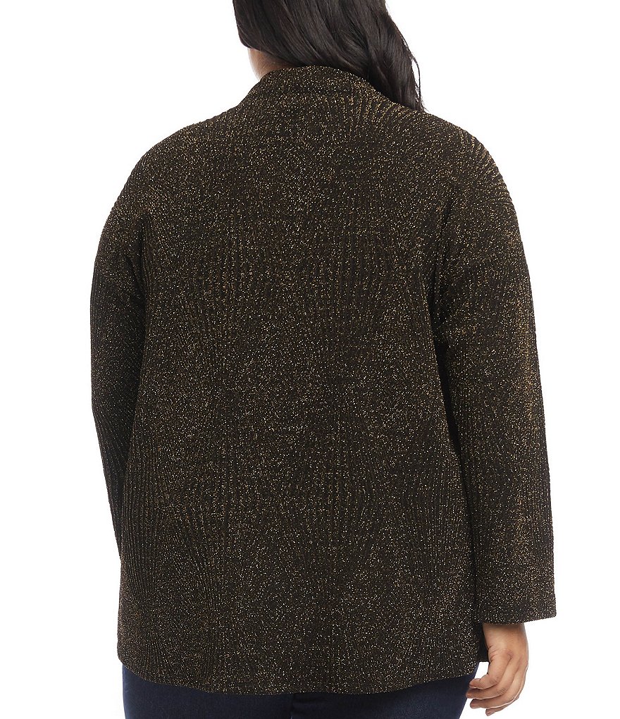 Karen Kane Plus Size Shimmering Metallic Cozy Cowl Neck Long Sleeve Top