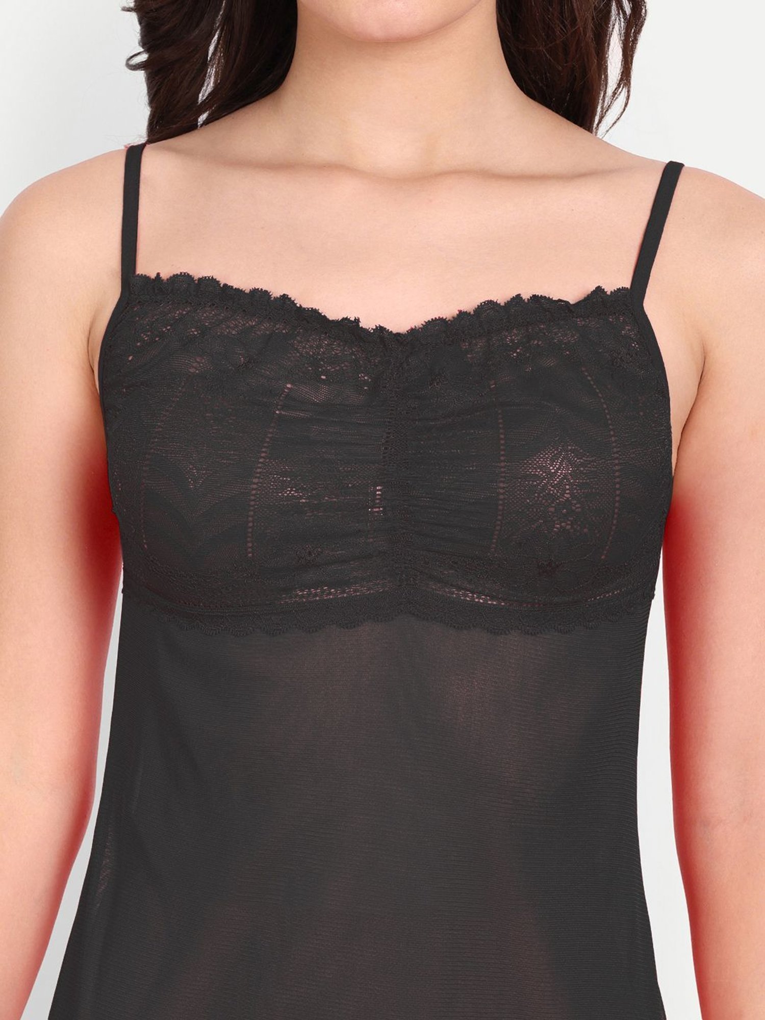 FIMS: Fashion is my Style Maroon & Black Lace Work Babydoll With Thong