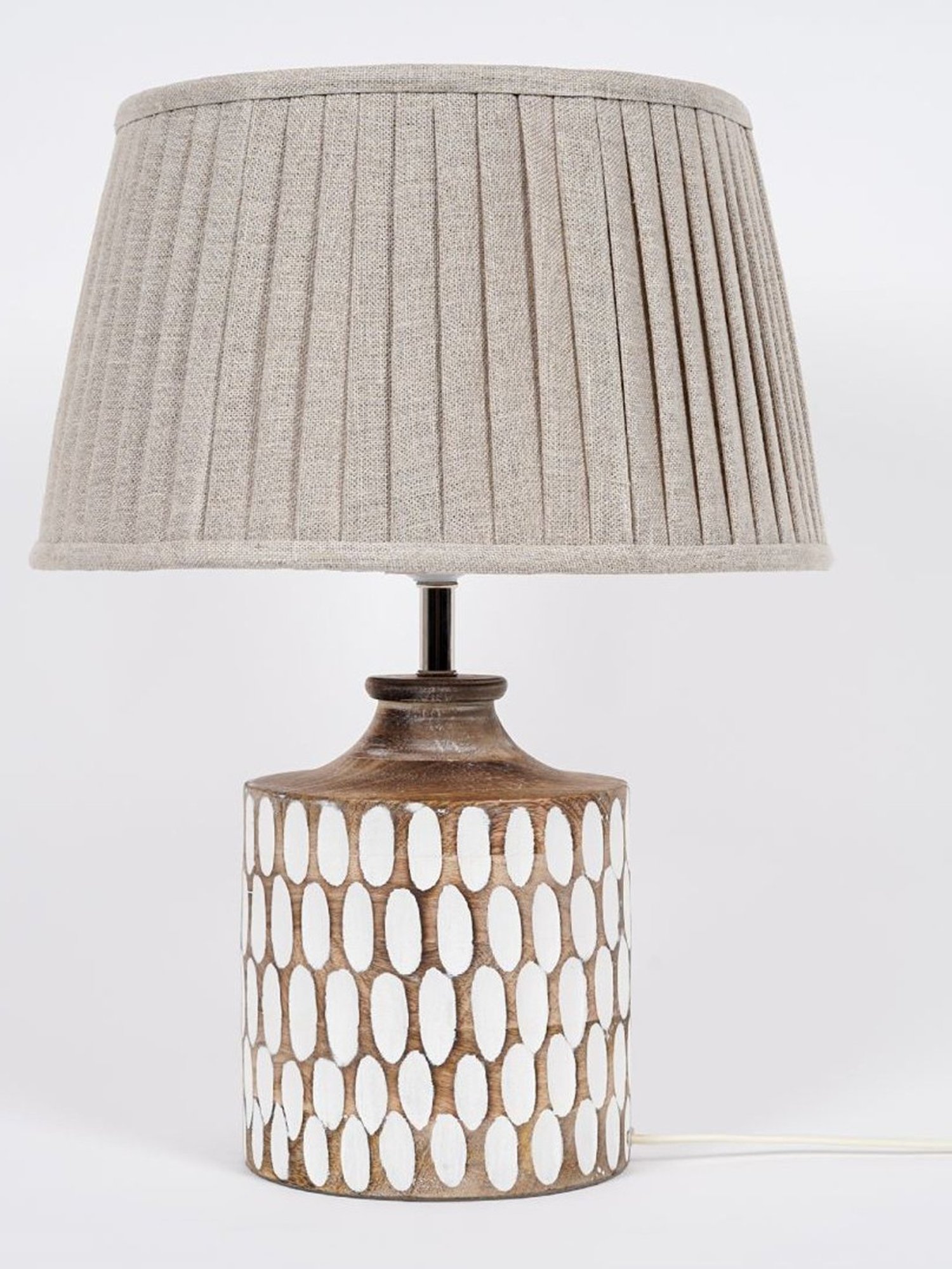 Kapoor Lamp Shades Distress White Wood Garlen Carved Cotton Shade Table Lamp