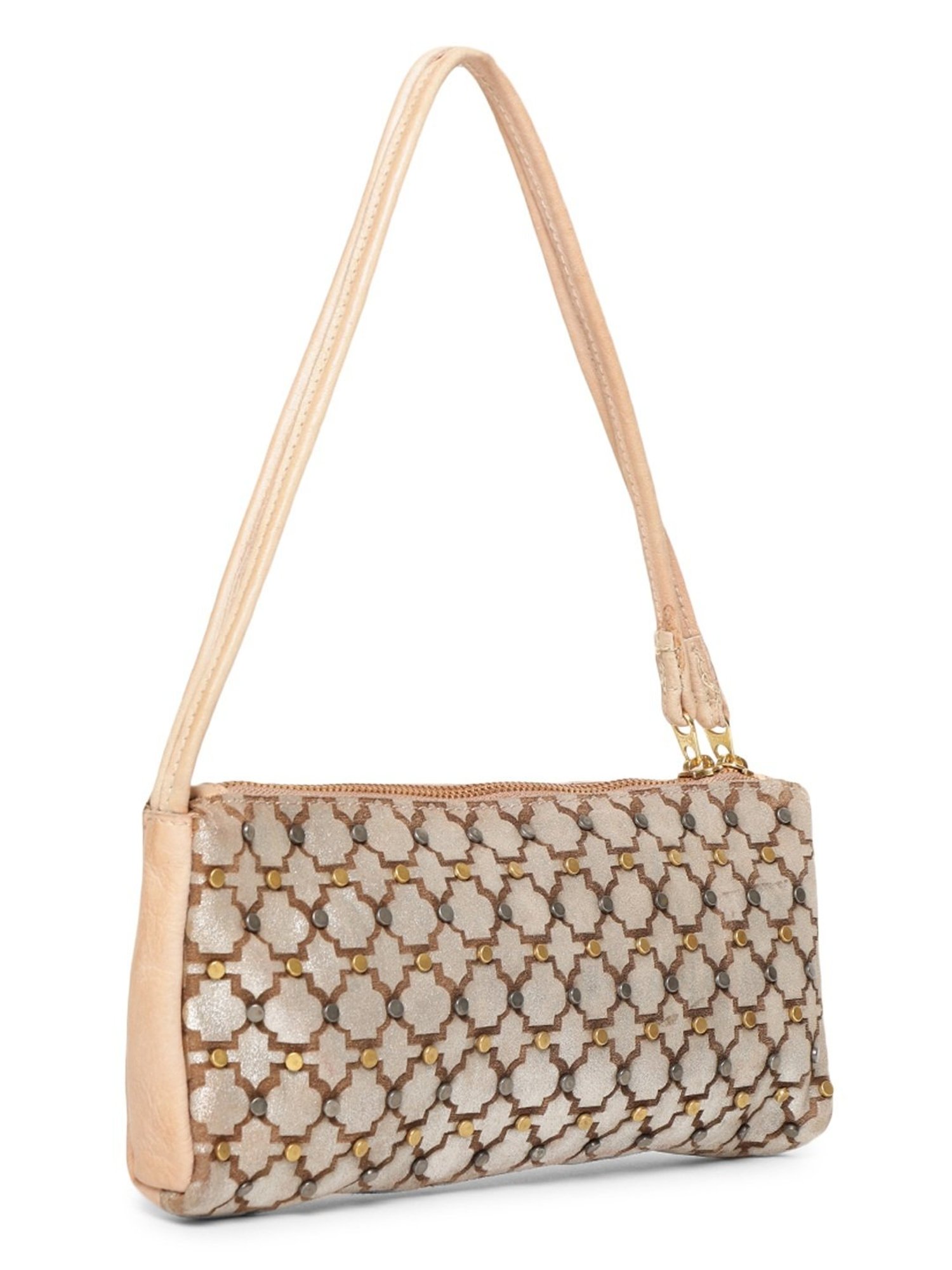 Art N Vintage Luminosa Cream Leather Embellished Small Handbag