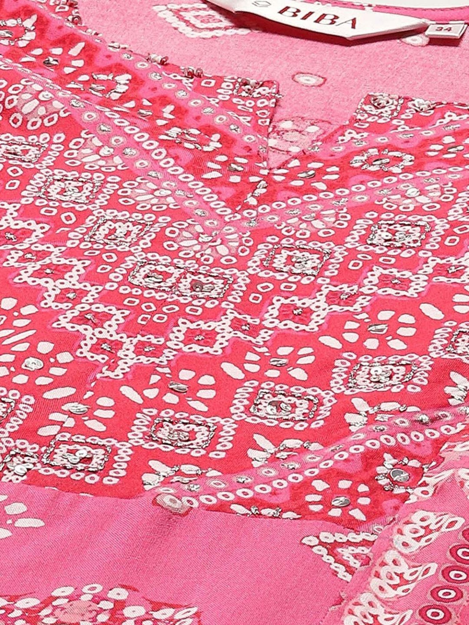 Biba Pink Printed Kurta Palazzo Set