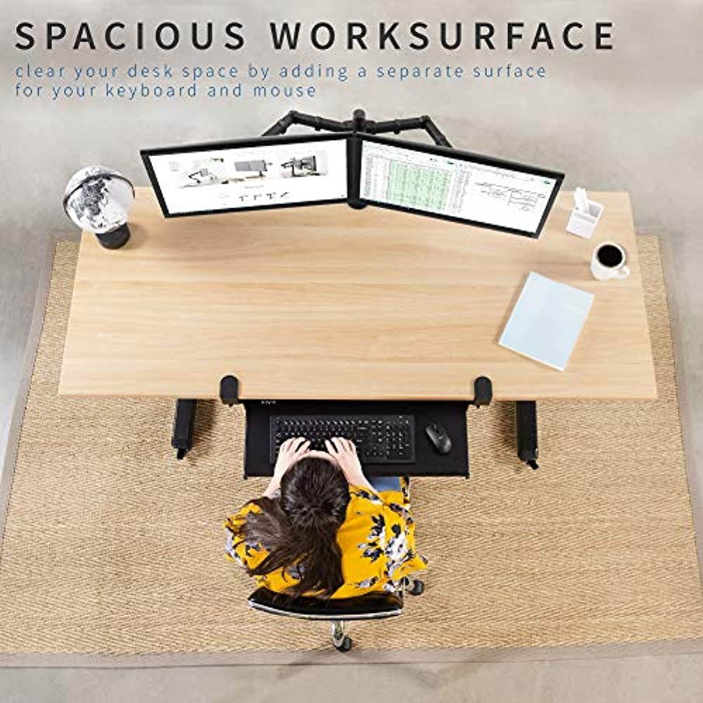 VIVO Extra Sturdy Clamp-on Computer Keyboard and Mouse Under Desk Slider Tray | 27" x 11" Platform Drawer (MOUNT-KB05E)