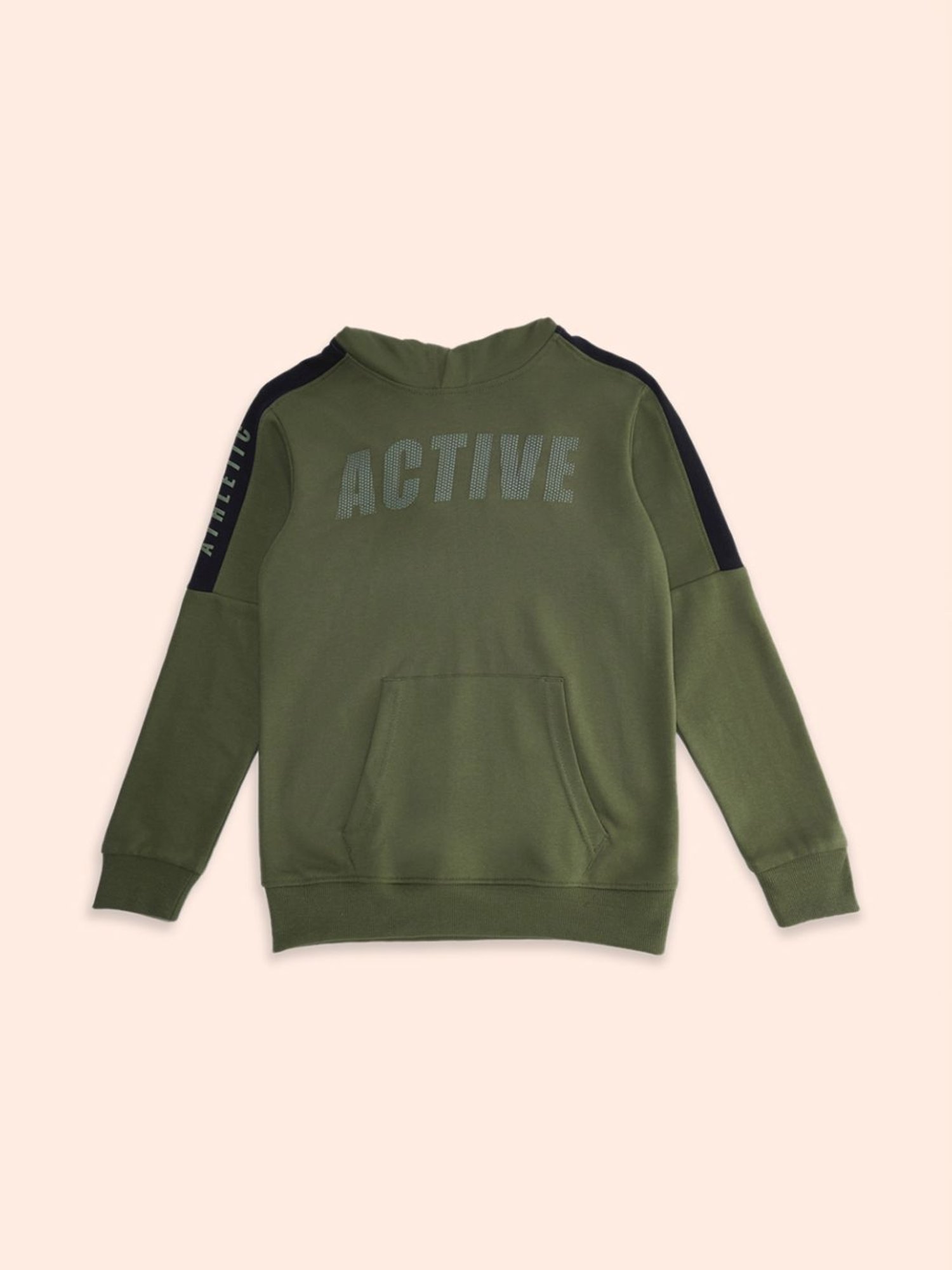 Pantaloons Junior Olive Cotton Printed Full Sleeves Sweatshirt