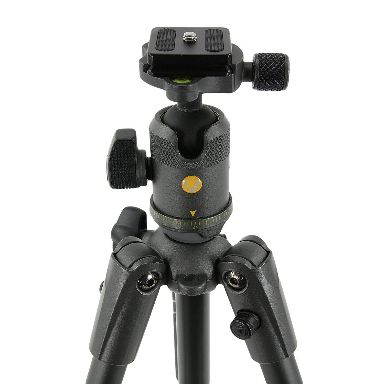 Vanguard VEO 2 204AB Black Aluminum Travel Tripod with VEO 2 BH-45 Ball Head for Sony, Nikon, Canon, Fujifilm Mirrorless, Compact System Camera (CSC), DSLR