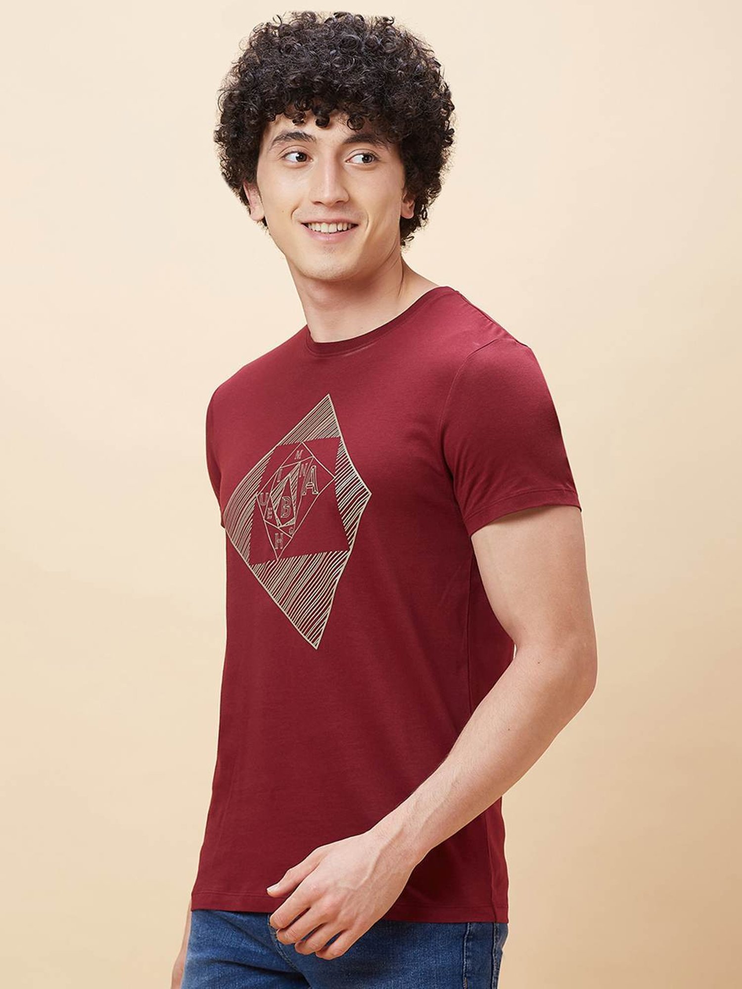 Being Human Red Regular Fit Printed T-Shirt