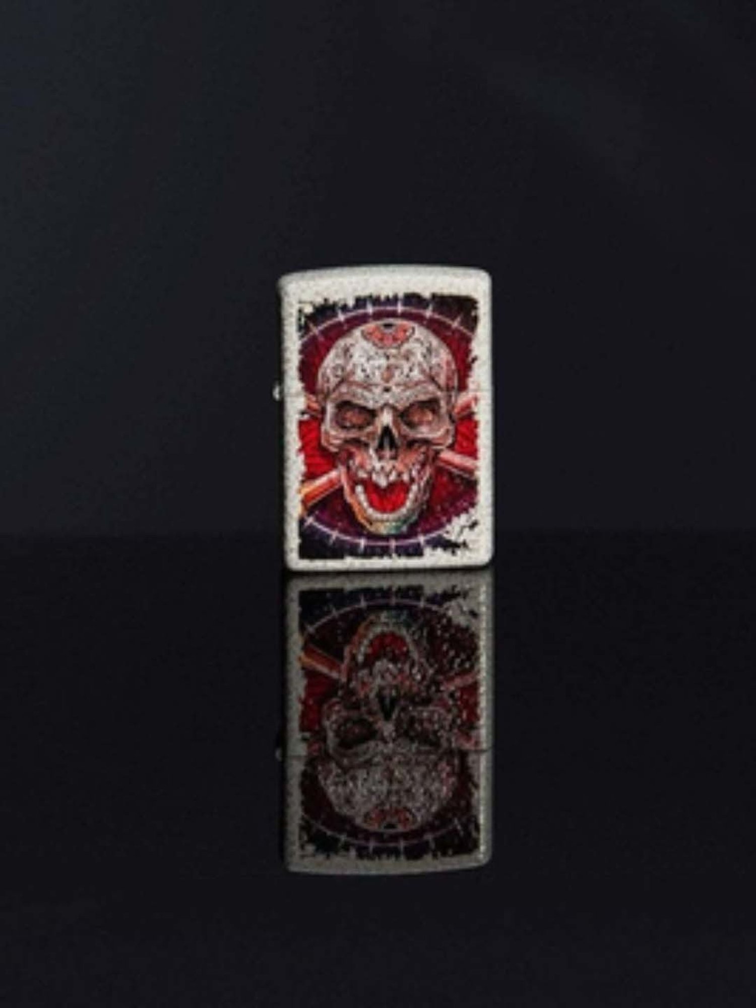 Zippo Ivory & Red Skull Design Brass Pocket Lighter