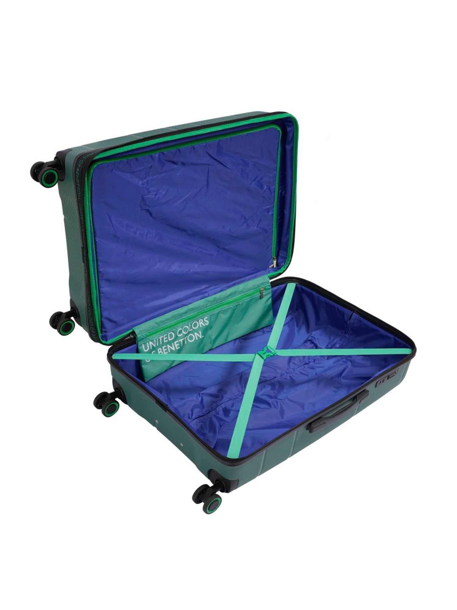 United Colors of Benetton Moonstone Green Textured Hard Medium Trolley Bag - 68 Cm