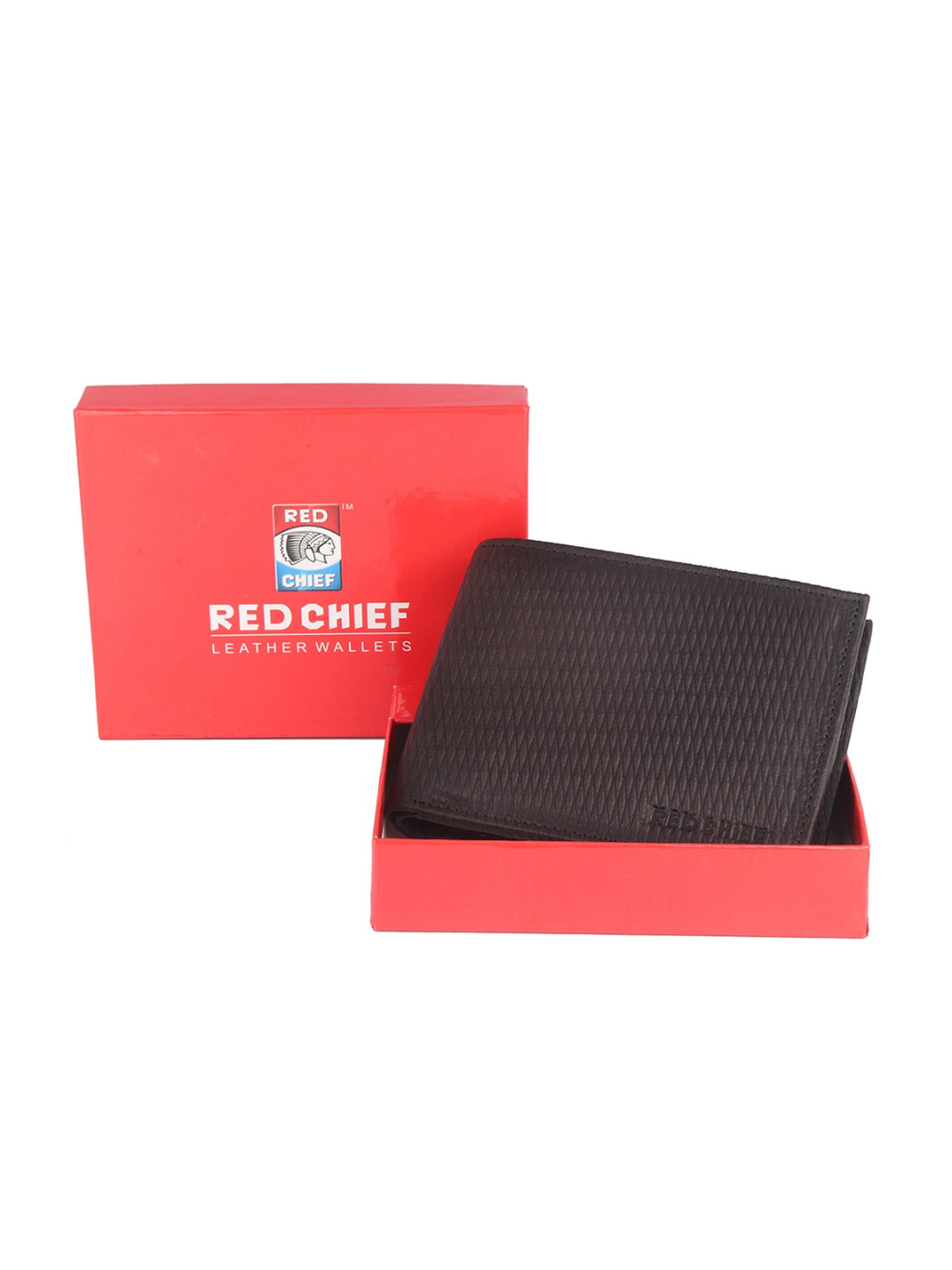 Red Chief Black Leather Bi-Fold Wallet for Men