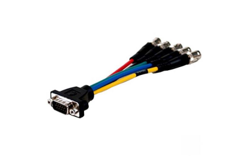 Comprehensive Pro AV/IT Series VGA HD15 plug to 5 BNC jacks cable 6 inches - BNC/VGA Video Cable for Video Device - First End: 1 x HD-15 Male VGA