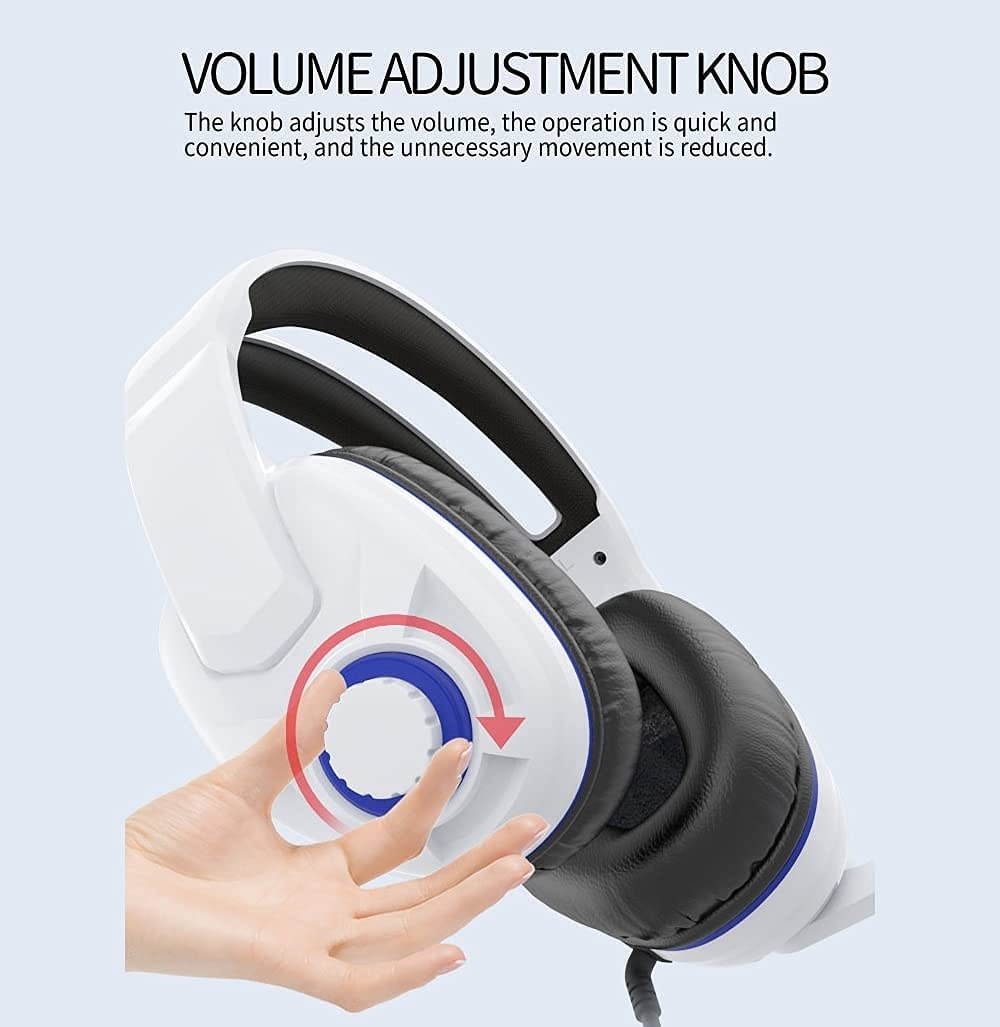 FnOoR Gaming Headset for PS5, Nintendo Switch, Unique Mic On-Off and Volume Control, with Noise Canceling Microphone Gaming Headset for PS5, PS4, PC and Mobile, 0.55lb Lightweight, White