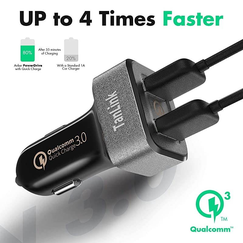 30 Car Charger 36W Dual USB Quick Charge 30 Car Charger for iPhone iPad LG HTC Nexus Motorola and More UL Listed