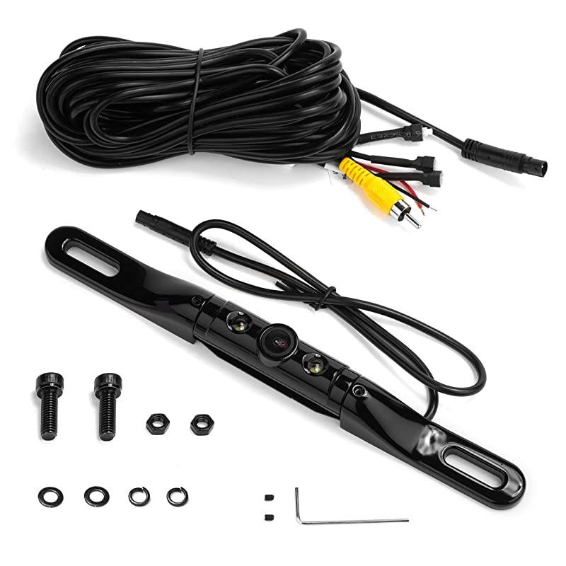 VTL422TJ BarType License Plate Backup Camera with Active Parking Lines and LED Lights Black