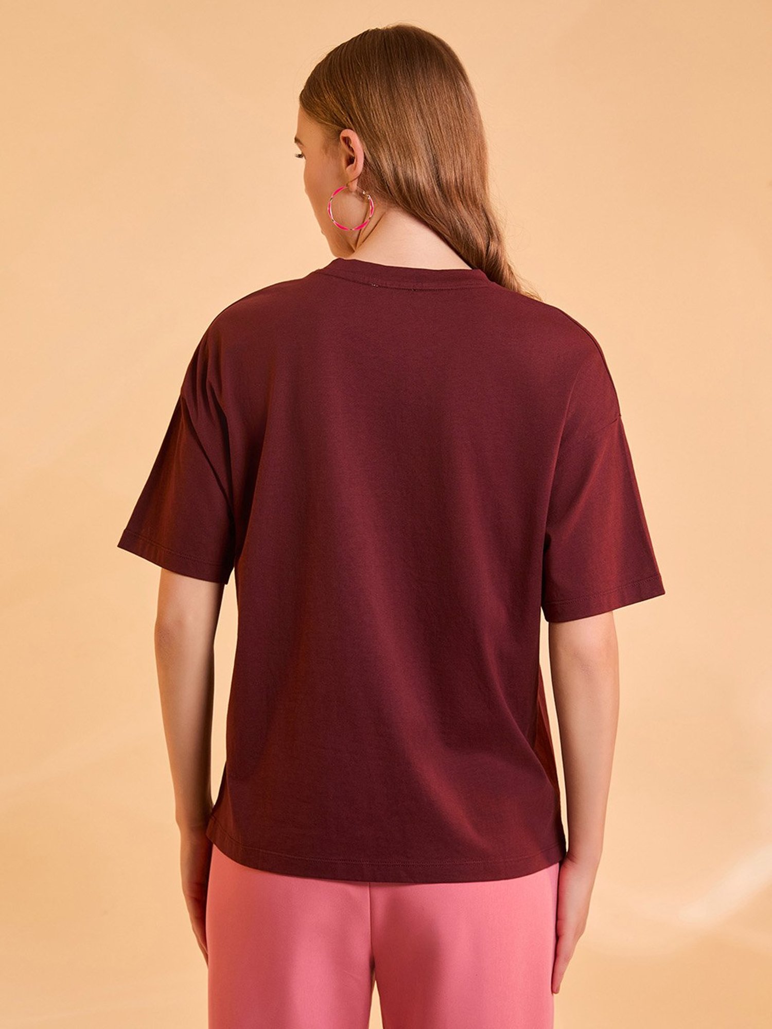 Kazo Brown Cotton Printed T-Shirt
