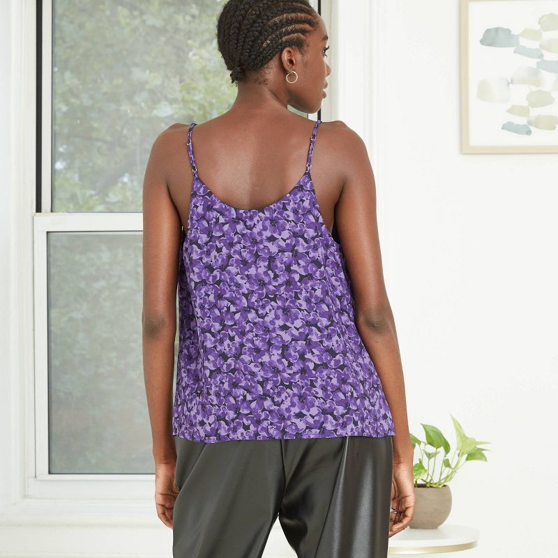 Women's V-Neck Essential Tank Top - A New Day™ Violet Floral M