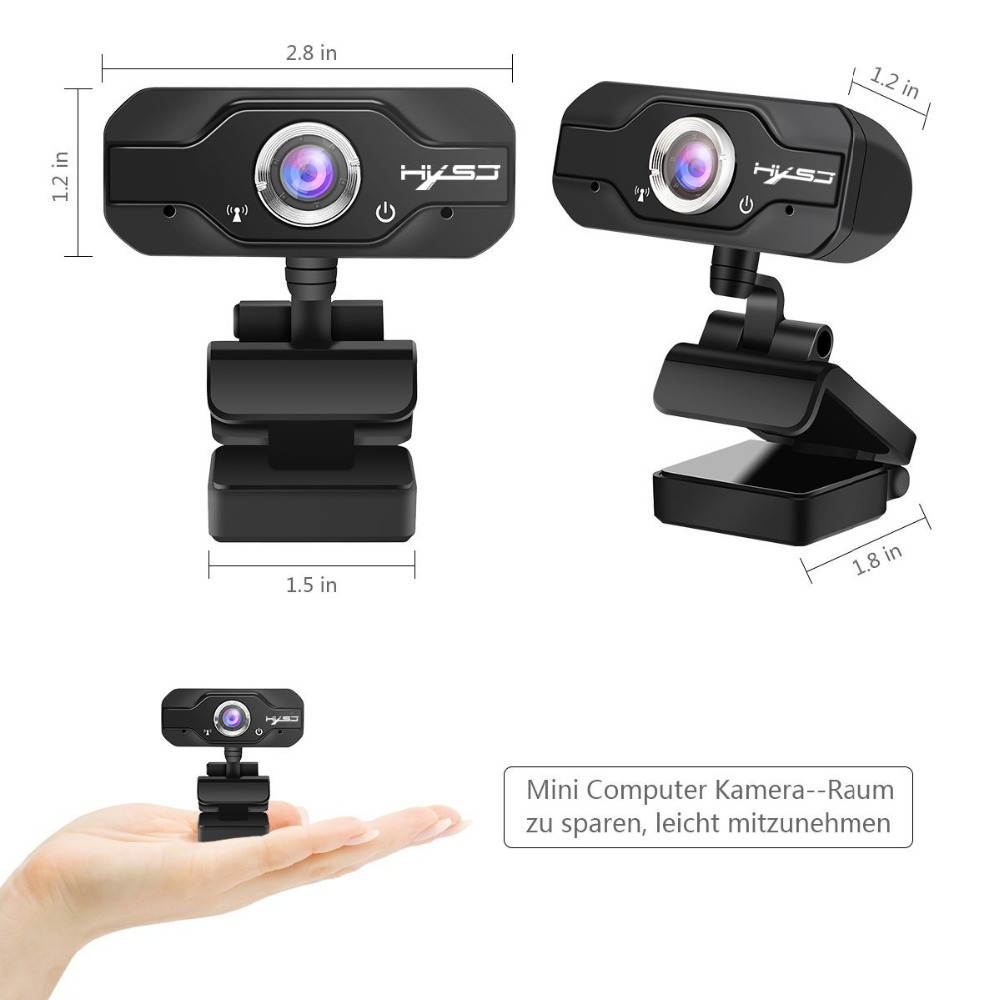 US inventory 1080P HD Webcam InTeching USB Widescreen Computer Camera with Microphone for PC, Desktop or Laptop 360 degree rotation, 1920 * 1080 Dynamic Resolution