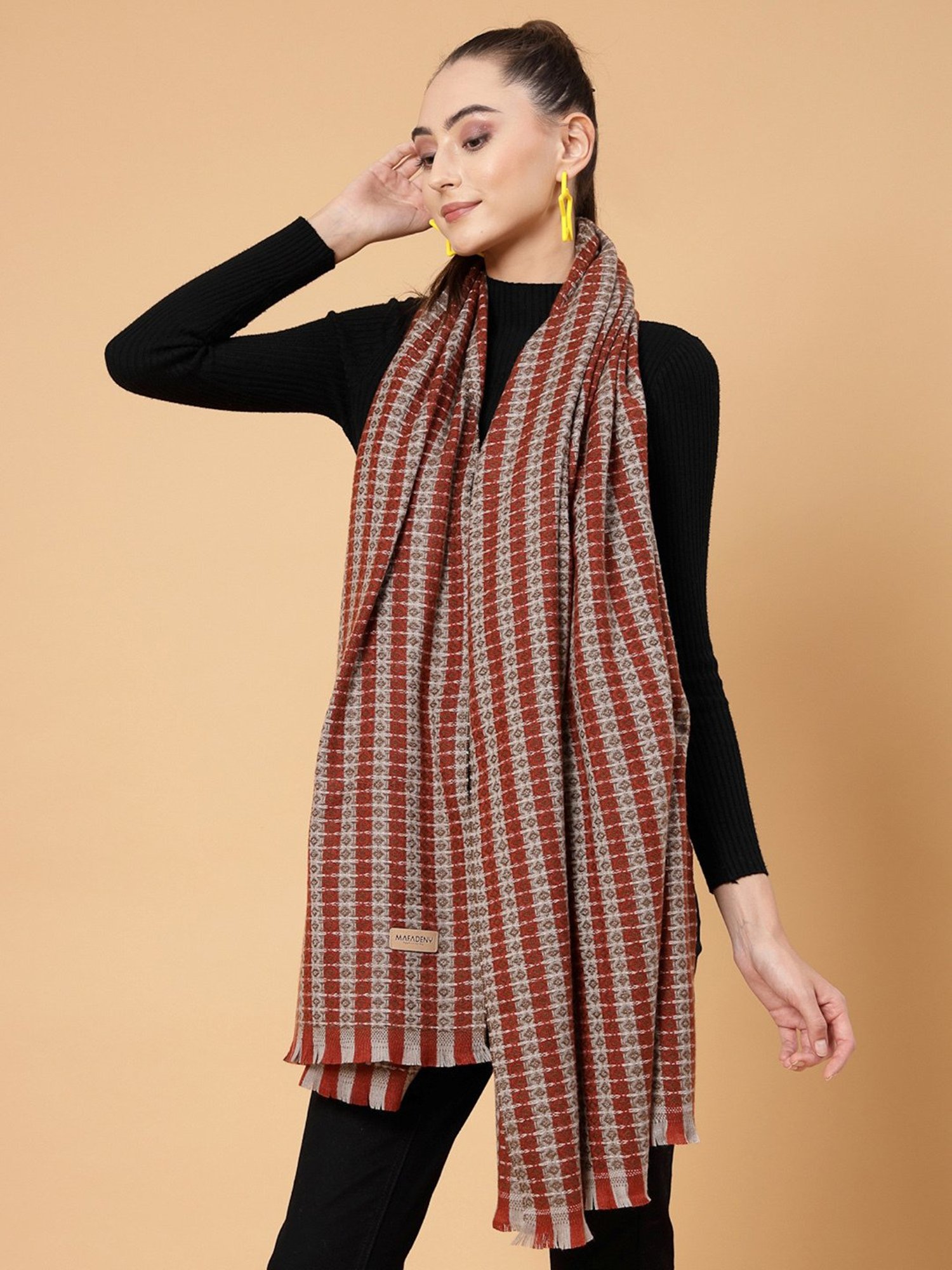 Mafadeny Rust Printed Stole