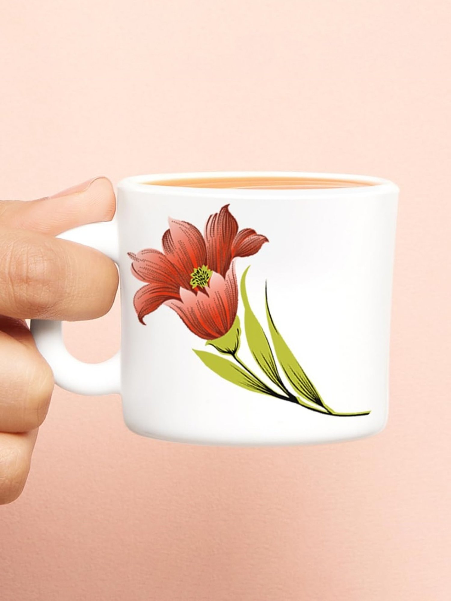 Larah by Borosil White Ceramic Tea & Coffee Mug - Set fo 6 100ml