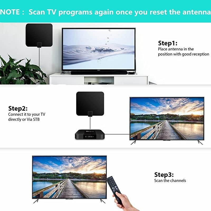 TV Antenna for Indoor - HDTV Antenna with Amplifier Signal Booster for 4K HD Local Channels with Coaxial Cable Ultra High Definition TVs,Amplified 120 Mile Range Ultra 4K TV Antennas