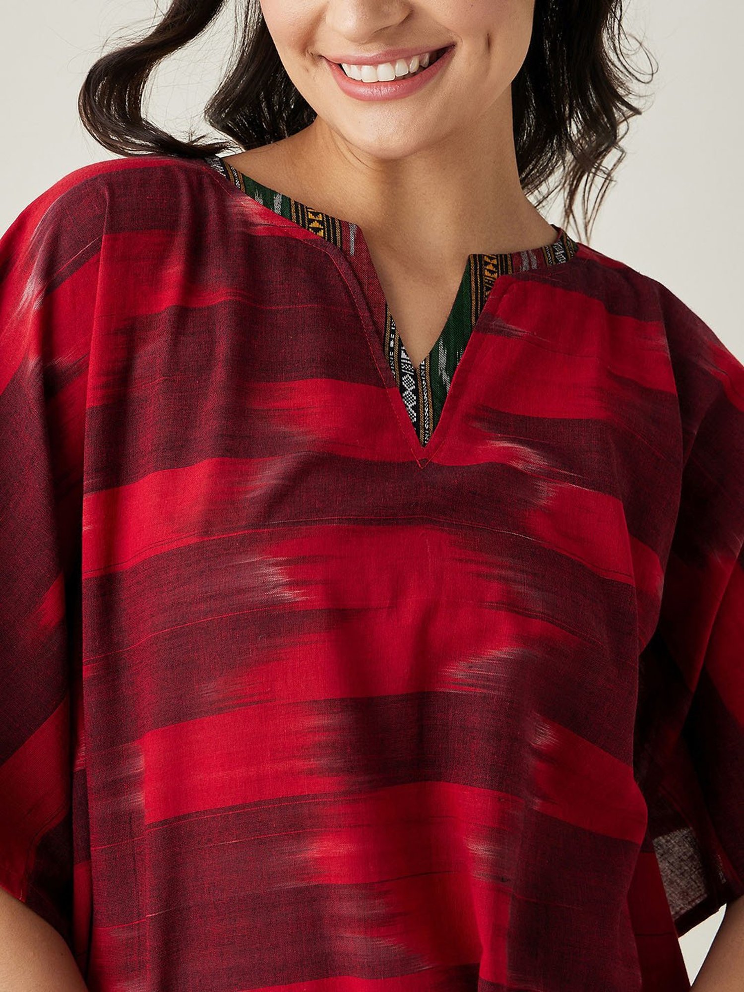The Kaftan Company Red Cotton Kaftan Dress