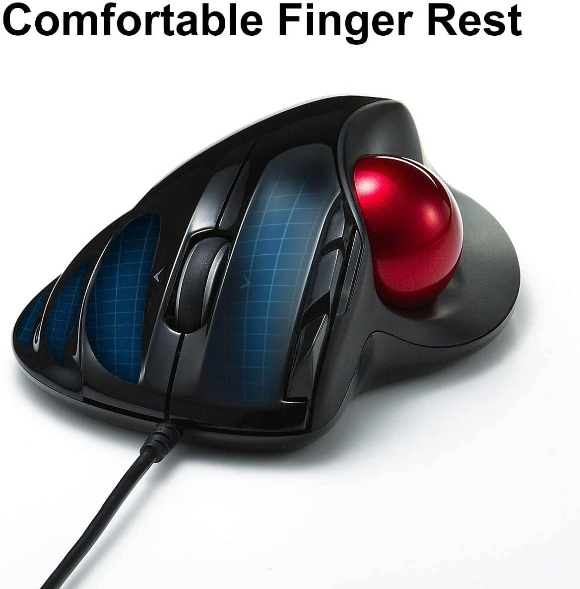 Bluetooth Trackball Mouse, Jelly Comb 2.4G USB Wireless & Bluetooth Ergonomic Mice Rechargeable with USB-C Port and 3 DPI for Computer Laptop Tablet Android Windows Mac